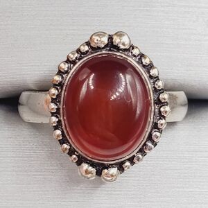 Oval Carnelian Cabachon 925 Sterling Silver Ring